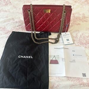 Authentic CHANEL Red Quilted Shoulder Bag